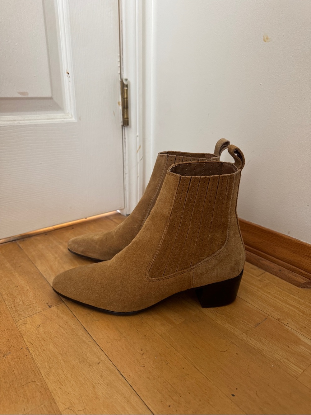 Zara Tan Suede Chelsea Ankle Boots